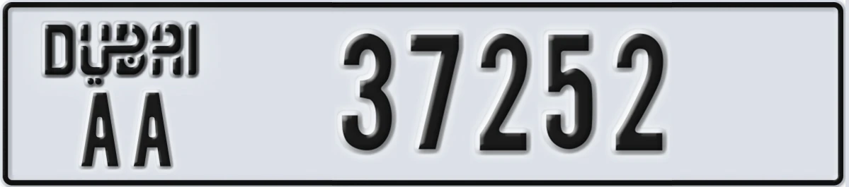 UAE License Plate Dubai AA 37252