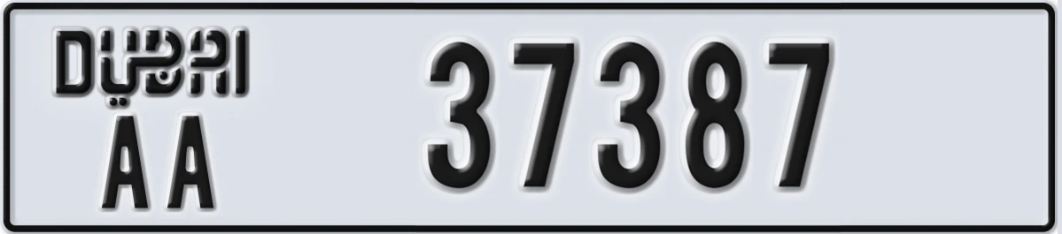 UAE License Plate Dubai AA 37387