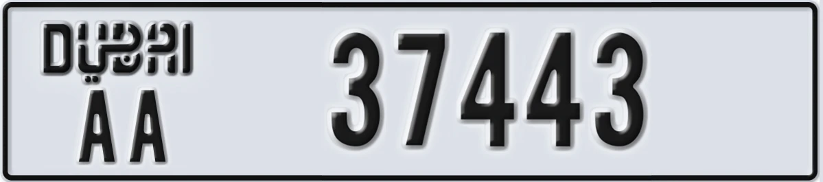 UAE License Plate Dubai AA 37443