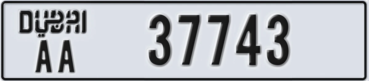 UAE License Plate Dubai AA 37743