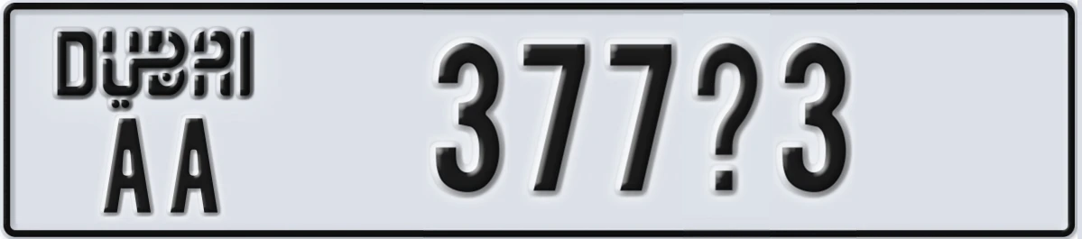 UAE License Plate Dubai AA 377X3