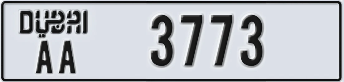 UAE License Plate Dubai AA 377X3