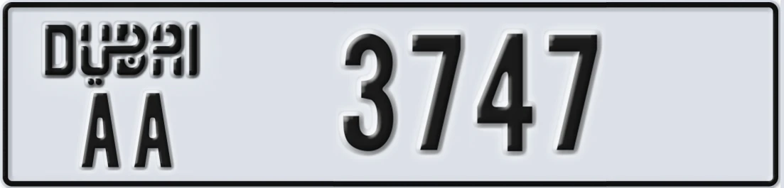 UAE License Plate Dubai AA 37X47