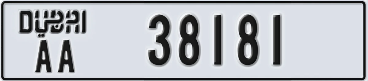UAE License Plate Dubai AA 38181