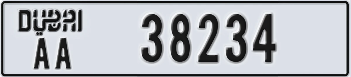 UAE License Plate Dubai AA 38234