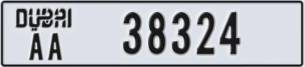 UAE License Plate Dubai AA 38324