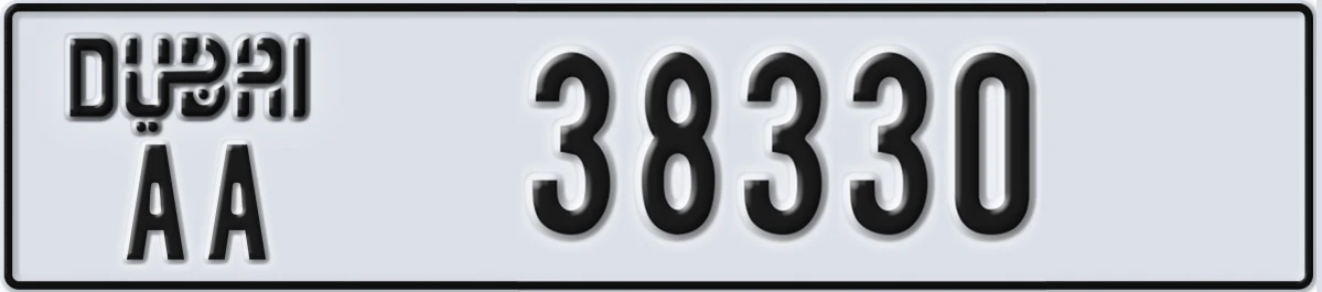 UAE License Plate Dubai AA 38330