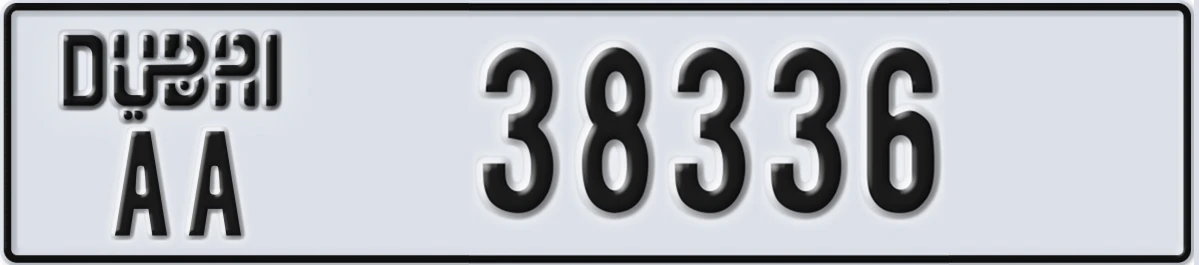 UAE License Plate Dubai AA 38336