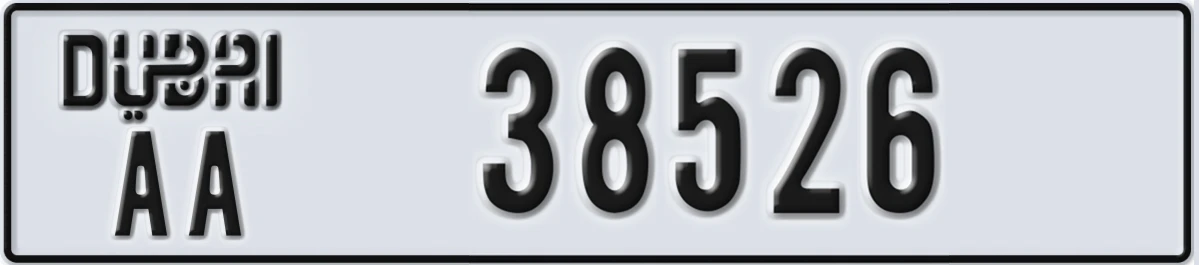 UAE License Plate Dubai AA 38526