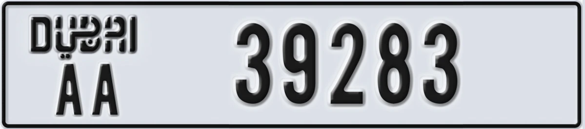 UAE License Plate Dubai AA 39283