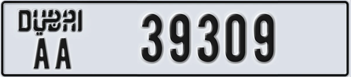 UAE License Plate Dubai AA 39309