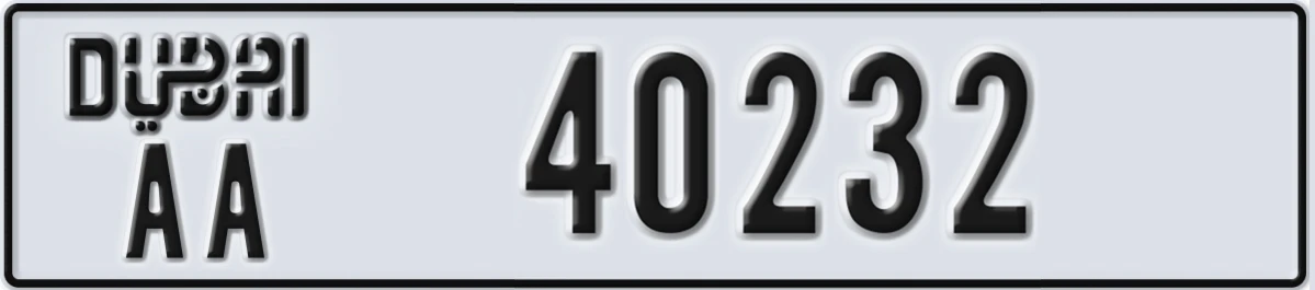 UAE License Plate Dubai AA 40232