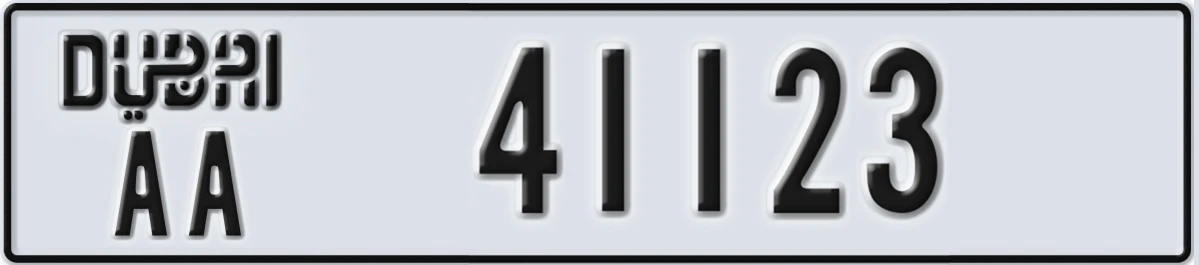 UAE License Plate Dubai AA 41123