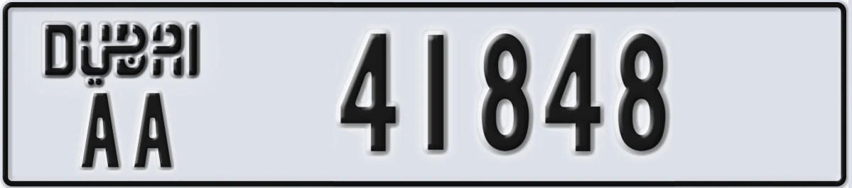 UAE License Plate Dubai AA 41848