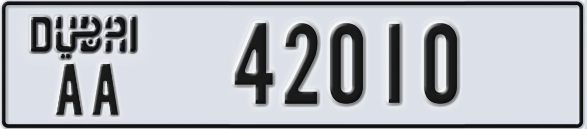 UAE License Plate Dubai AA 42010