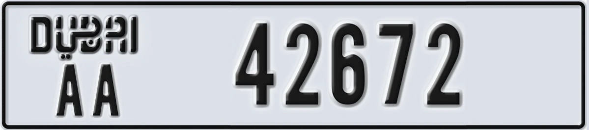 UAE License Plate Dubai AA 42672