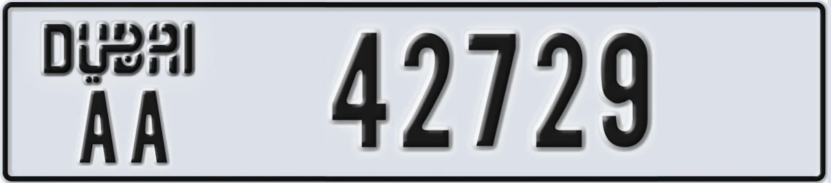 UAE License Plate Dubai AA 42729