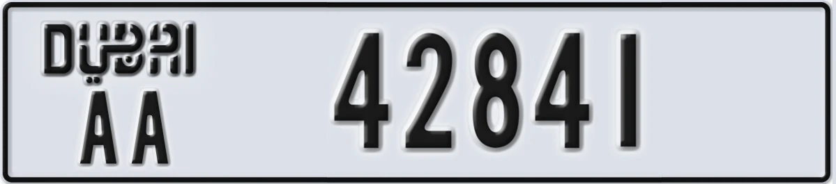 UAE License Plate Dubai AA 42841