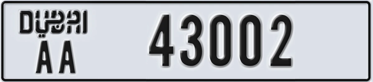 UAE License Plate Dubai AA 43002