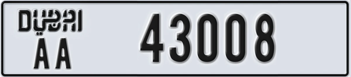 UAE License Plate Dubai AA 43008