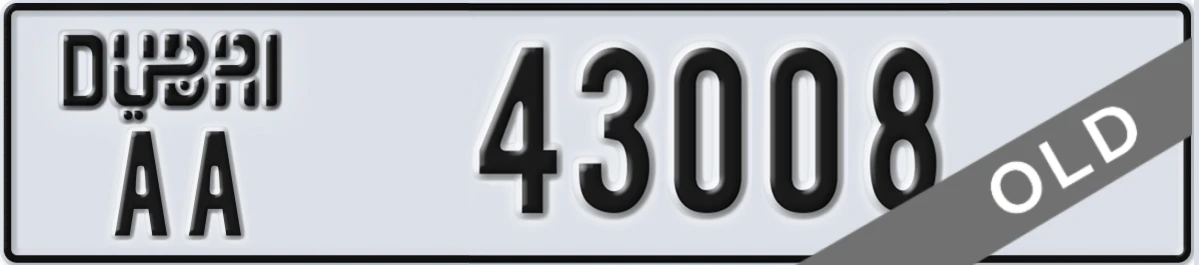 UAE License Plate Dubai AA 43008