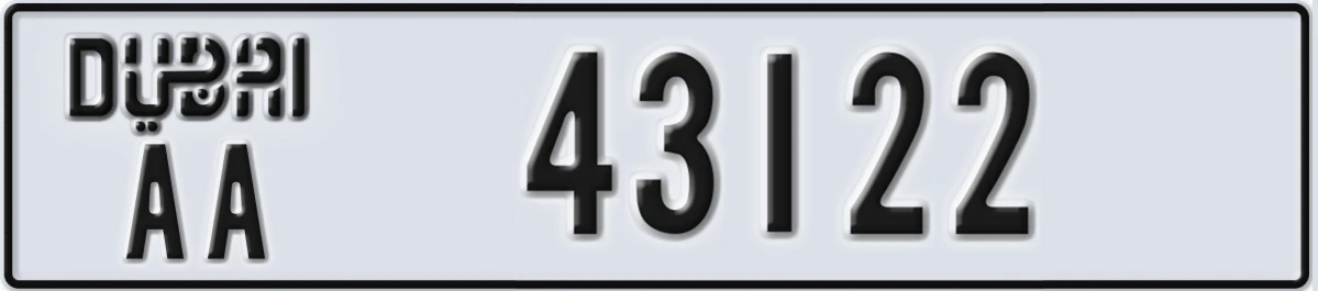 UAE License Plate Dubai AA 43122