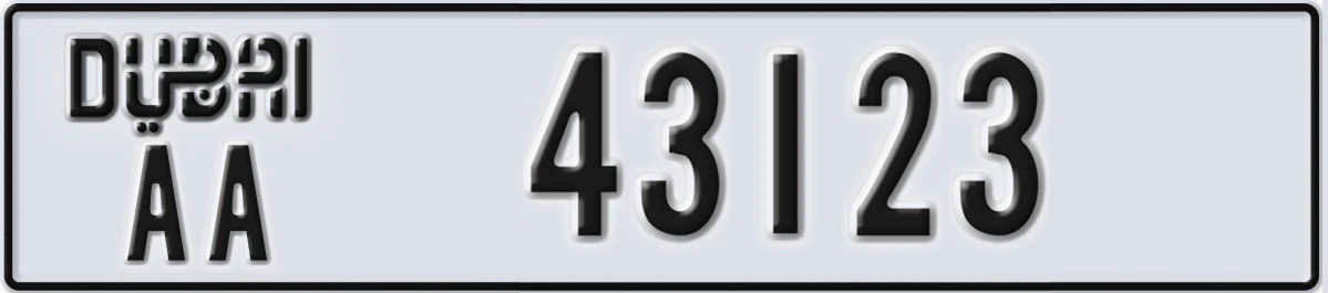 UAE License Plate Dubai AA 43123