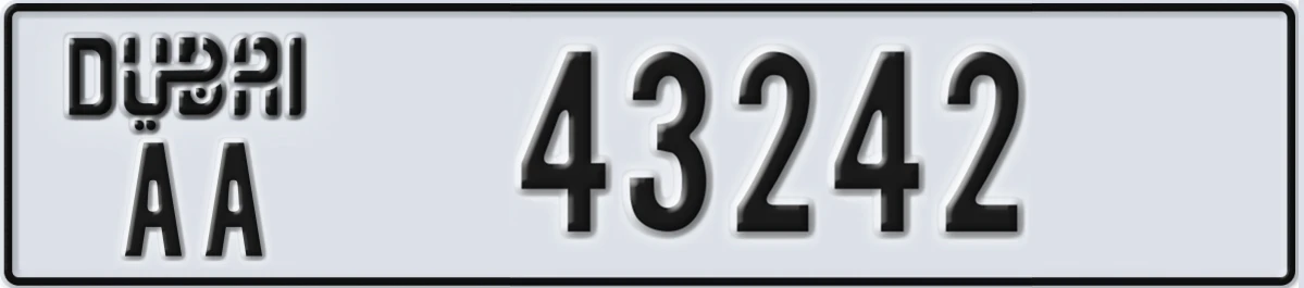 UAE License Plate Dubai AA 43242