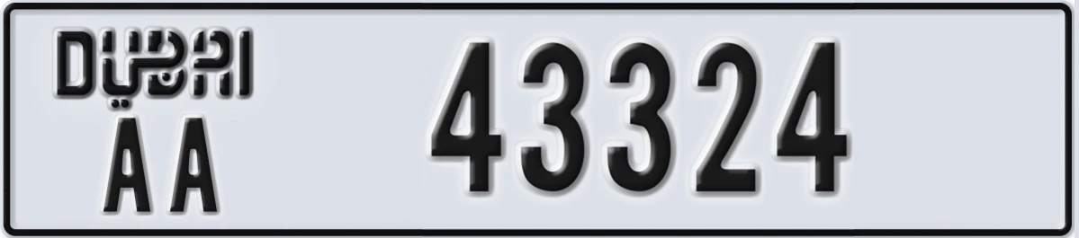 UAE License Plate Dubai AA 43324