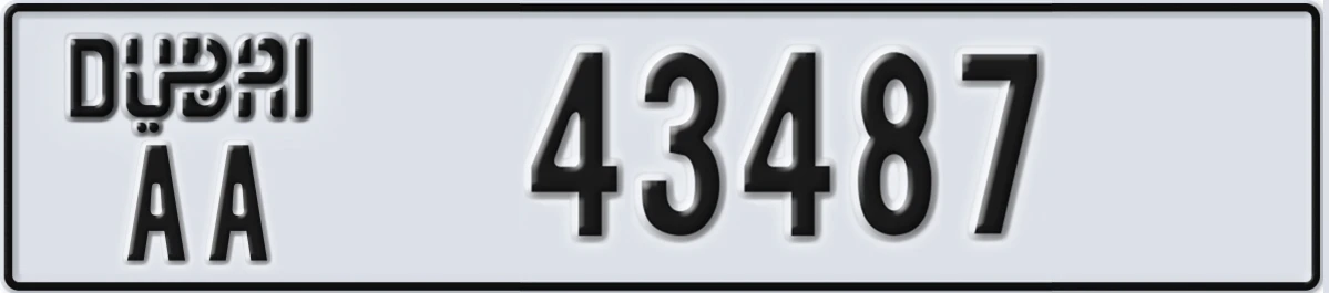 UAE License Plate Dubai AA 43487