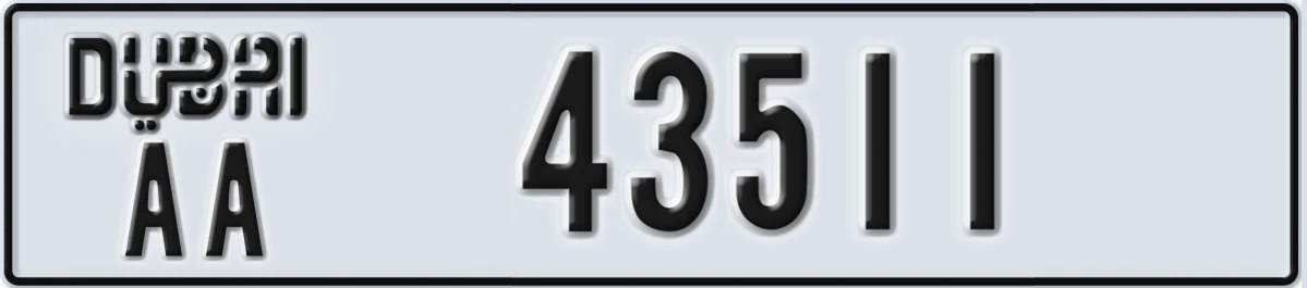 UAE License Plate Dubai AA 43511