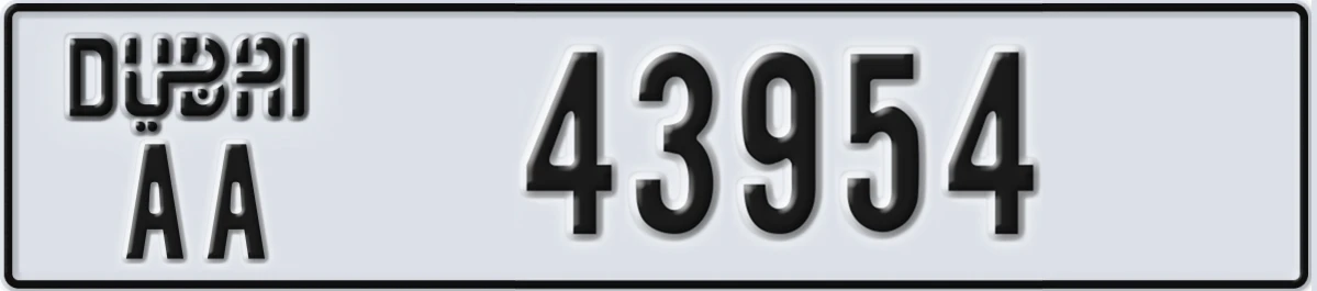 UAE License Plate Dubai AA 43954