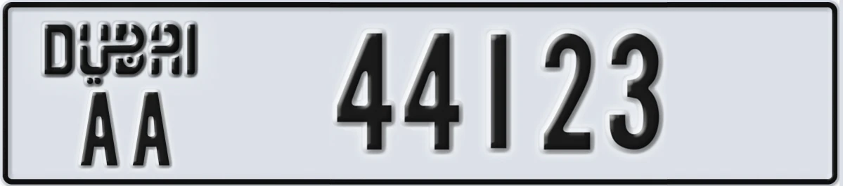UAE License Plate Dubai AA 44123