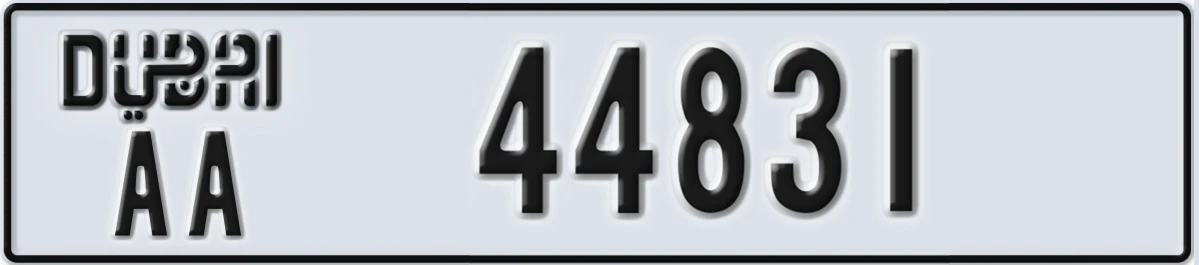 UAE License Plate Dubai AA 44831
