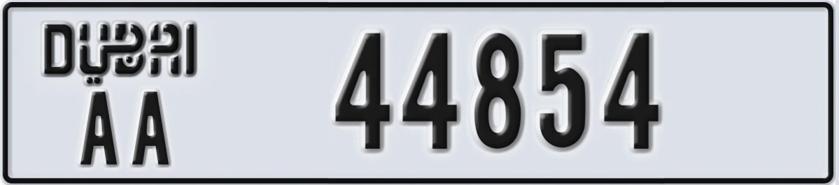 UAE License Plate Dubai AA 44854