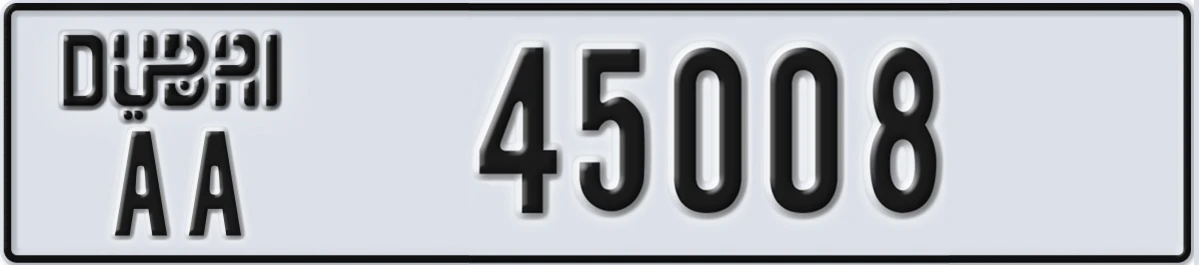 UAE License Plate Dubai AA 45008