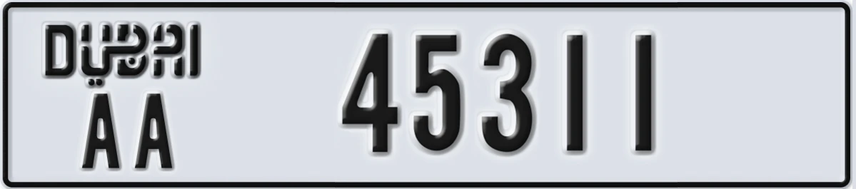 UAE License Plate Dubai AA 45311