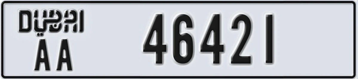 UAE License Plate Dubai AA 46421