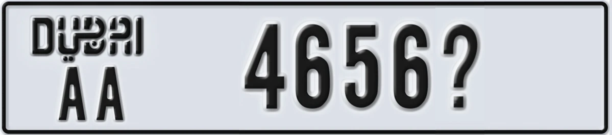 UAE License Plate Dubai AA 4656X