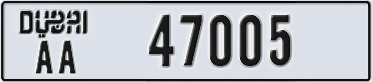 UAE License Plate Dubai AA 47005