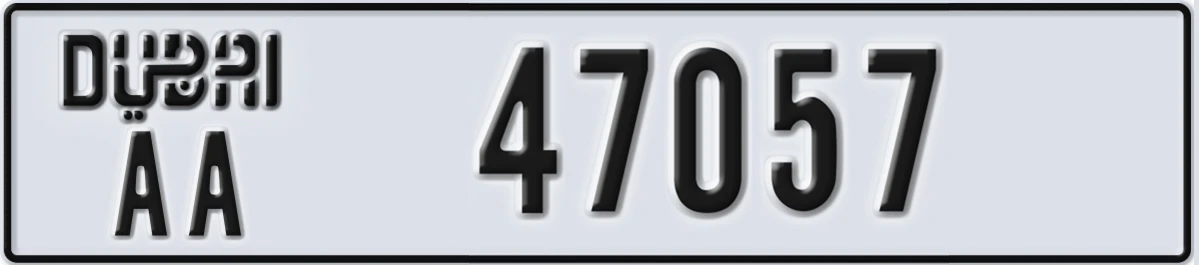 UAE License Plate Dubai AA 47057