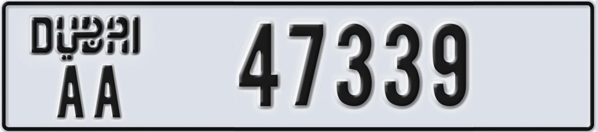 UAE License Plate Dubai AA 47339