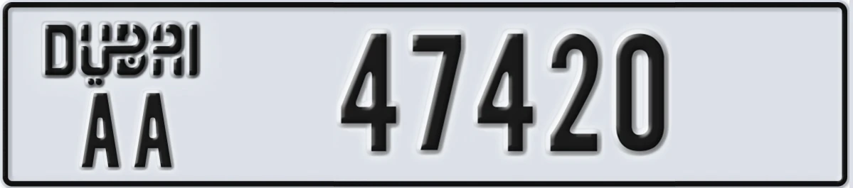 UAE License Plate Dubai AA 47420