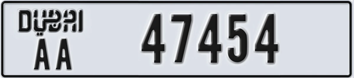 UAE License Plate Dubai AA 47454