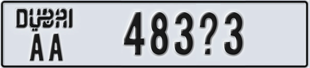 UAE License Plate Dubai AA 483X3