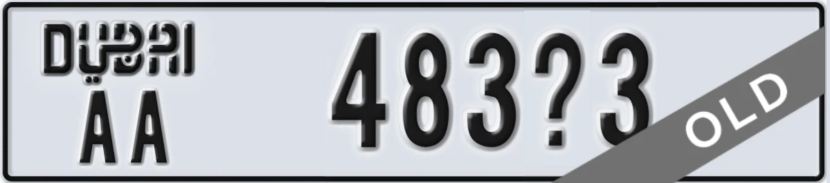 UAE License Plate Dubai AA 483X3