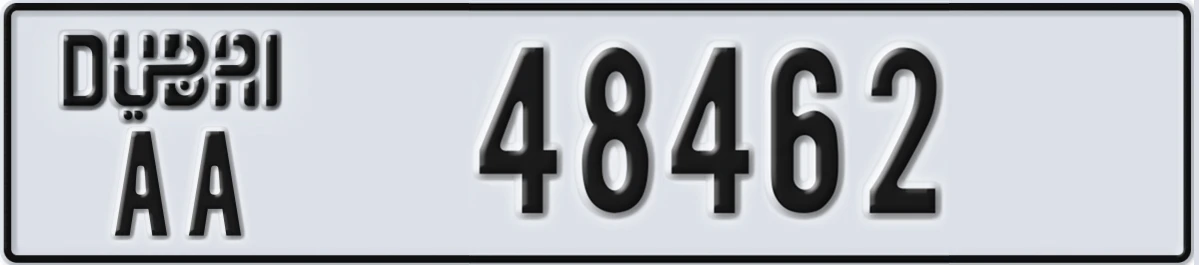 UAE License Plate Dubai AA 48462