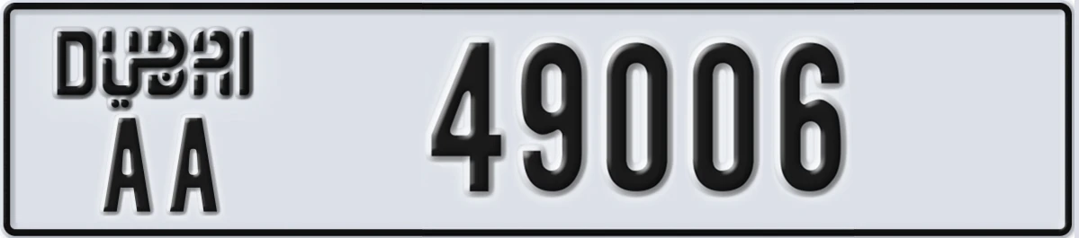 UAE License Plate Dubai AA 49006