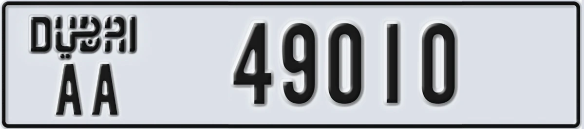 UAE License Plate Dubai AA 49010