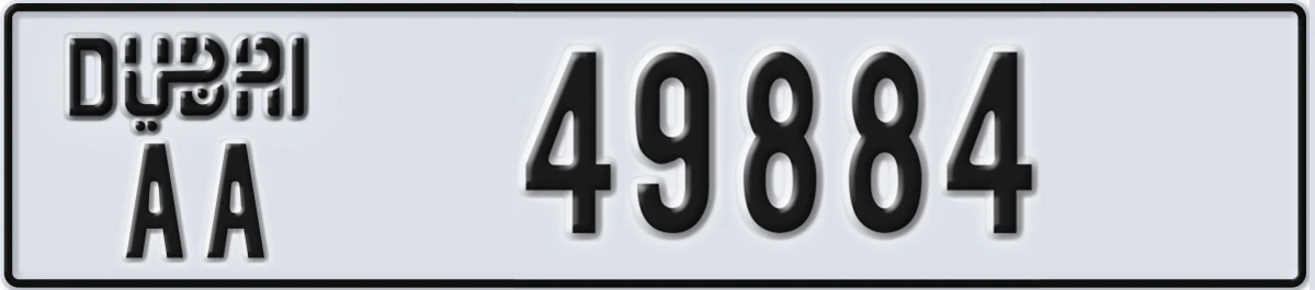 UAE License Plate Dubai AA 49884